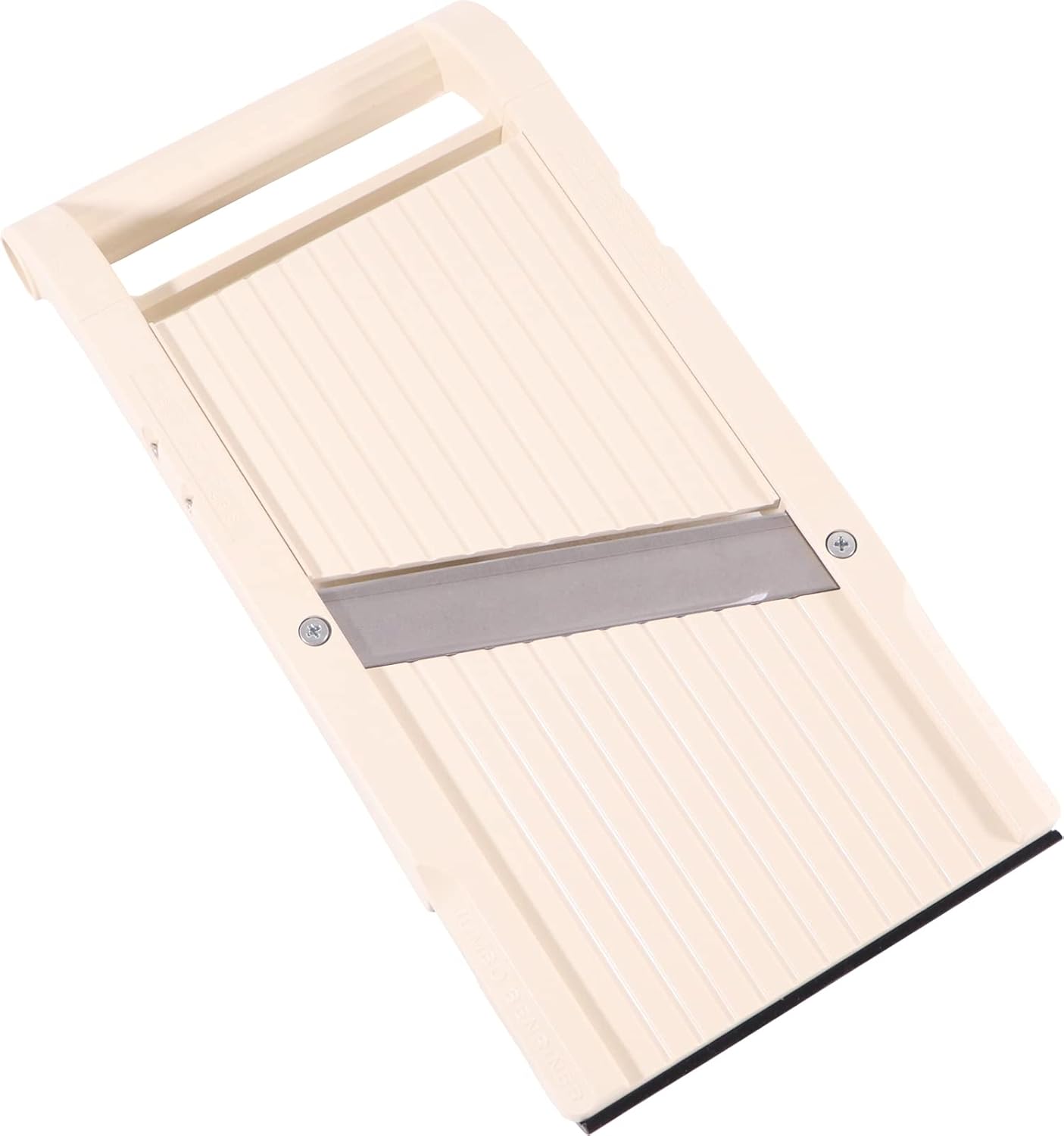Beige Jumbo Benriner No. 120 photographed from above, showing the wide ribbed bed and the full-length stainless blade